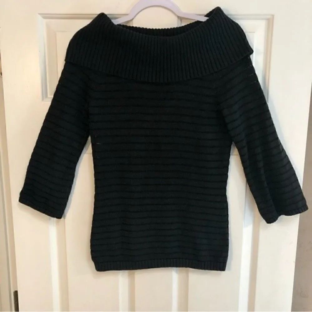 White House Black Market Knitted Black Cowl Neck Sweater size XS
